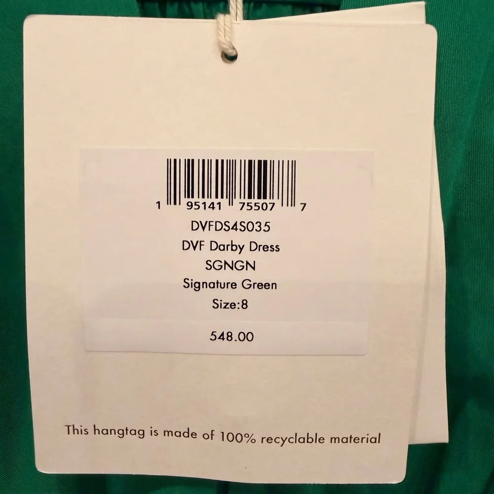 Diane von Furstenberg Darby Dress Signature Green Tiered Midi NWT Size 8 - Picture 4 of 6